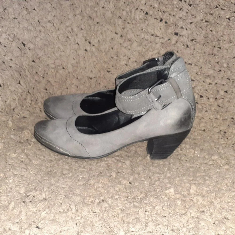 HOGL BRAND-Dark Gray Nubuck-Oiled Leather Areas-Ankle Wrap Strap Snap-Sz 6-NM - Picture 2 of 7